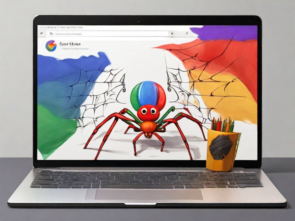 Imagem: uma aranha em um notebook caçando palavras