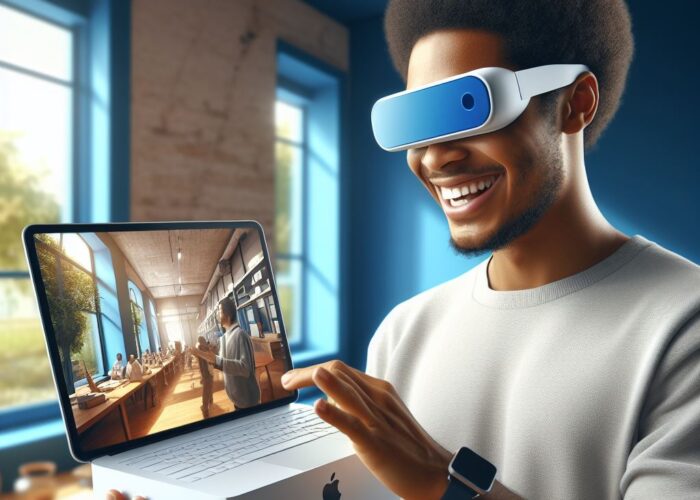 Imagem: homem com visio pro da Apple