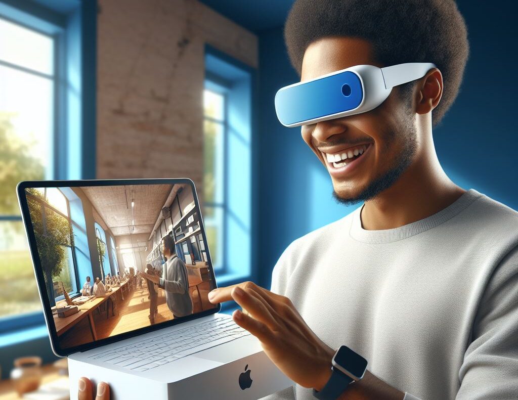 Imagem: homem com visio pro da Apple