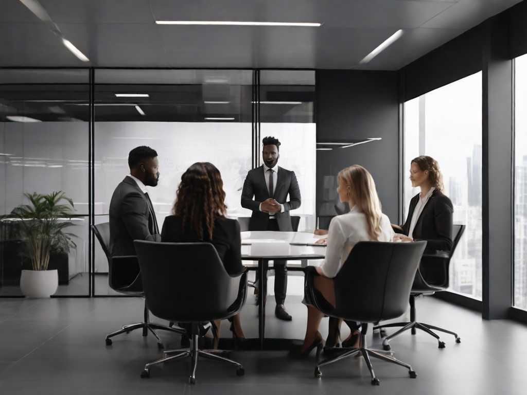 imagem: equipe fazendo uma reunião dentro de uma sala de negócios